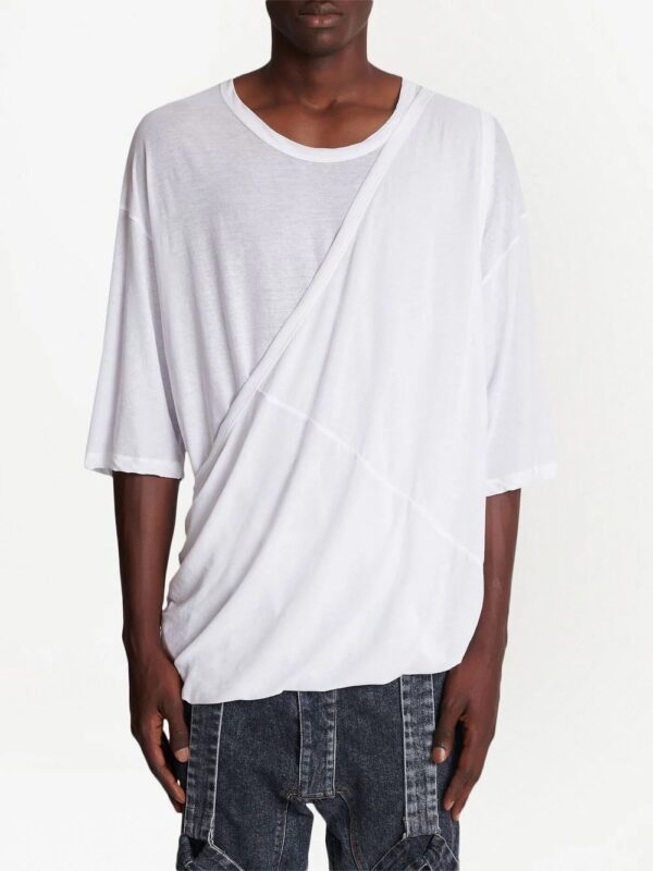 Balmain  gathered-panel detail T-shirt - Image 3