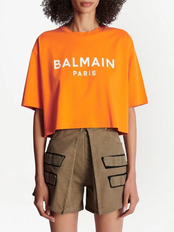 Balmain  logo-print cropped T-shirt - Image 3