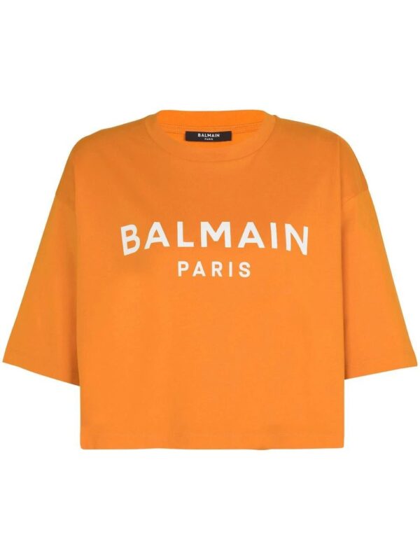 Balmain  logo-print cropped T-shirt