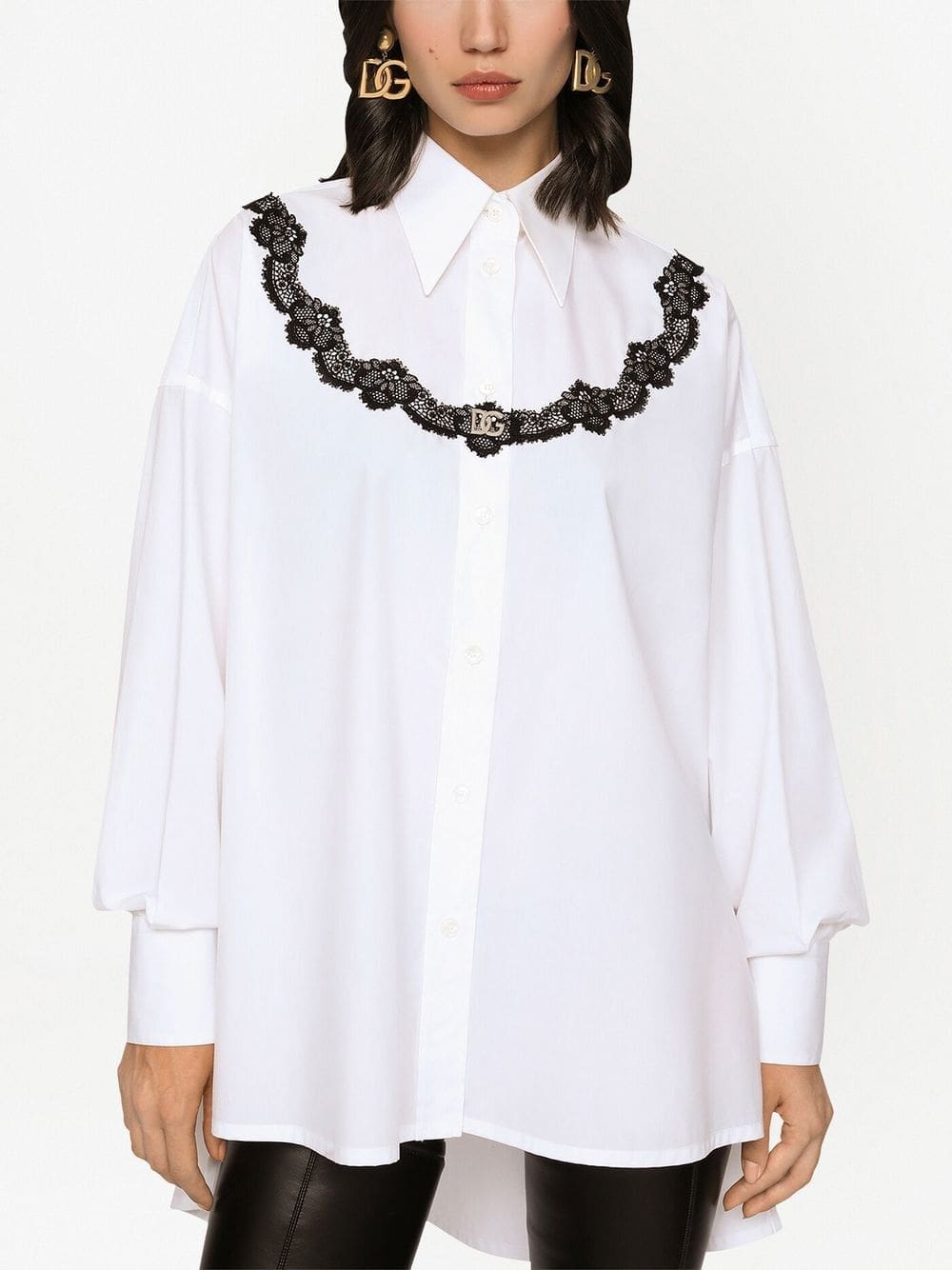 Dolce & Gabbana lace-insert poplin shirt - Image 5
