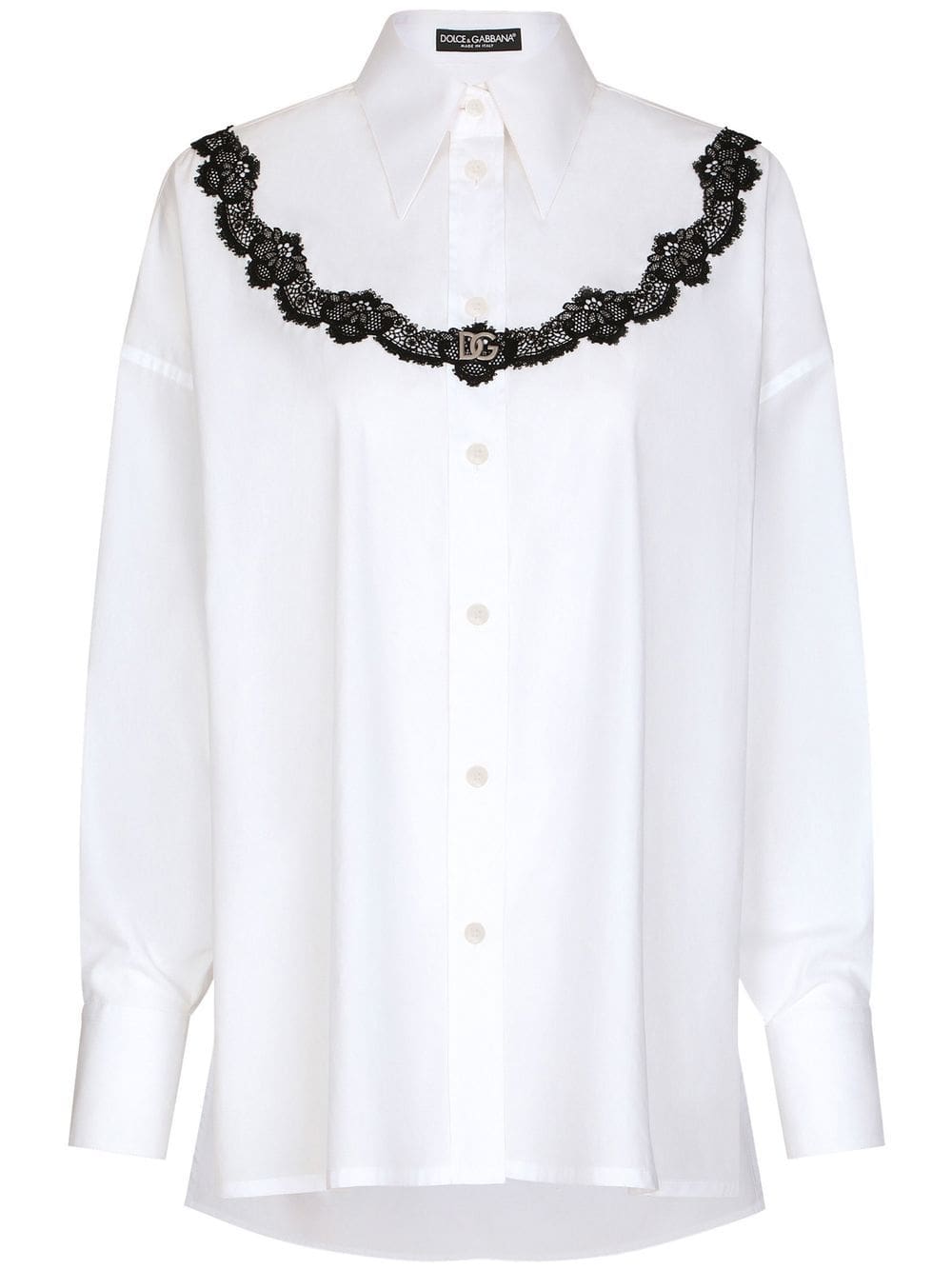 Dolce & Gabbana lace-insert poplin shirt