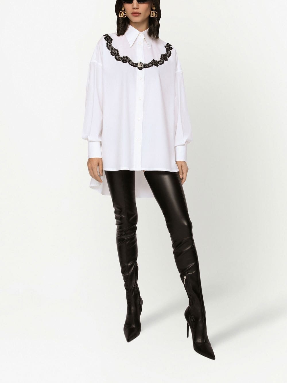Dolce & Gabbana lace-insert poplin shirt - Image 2