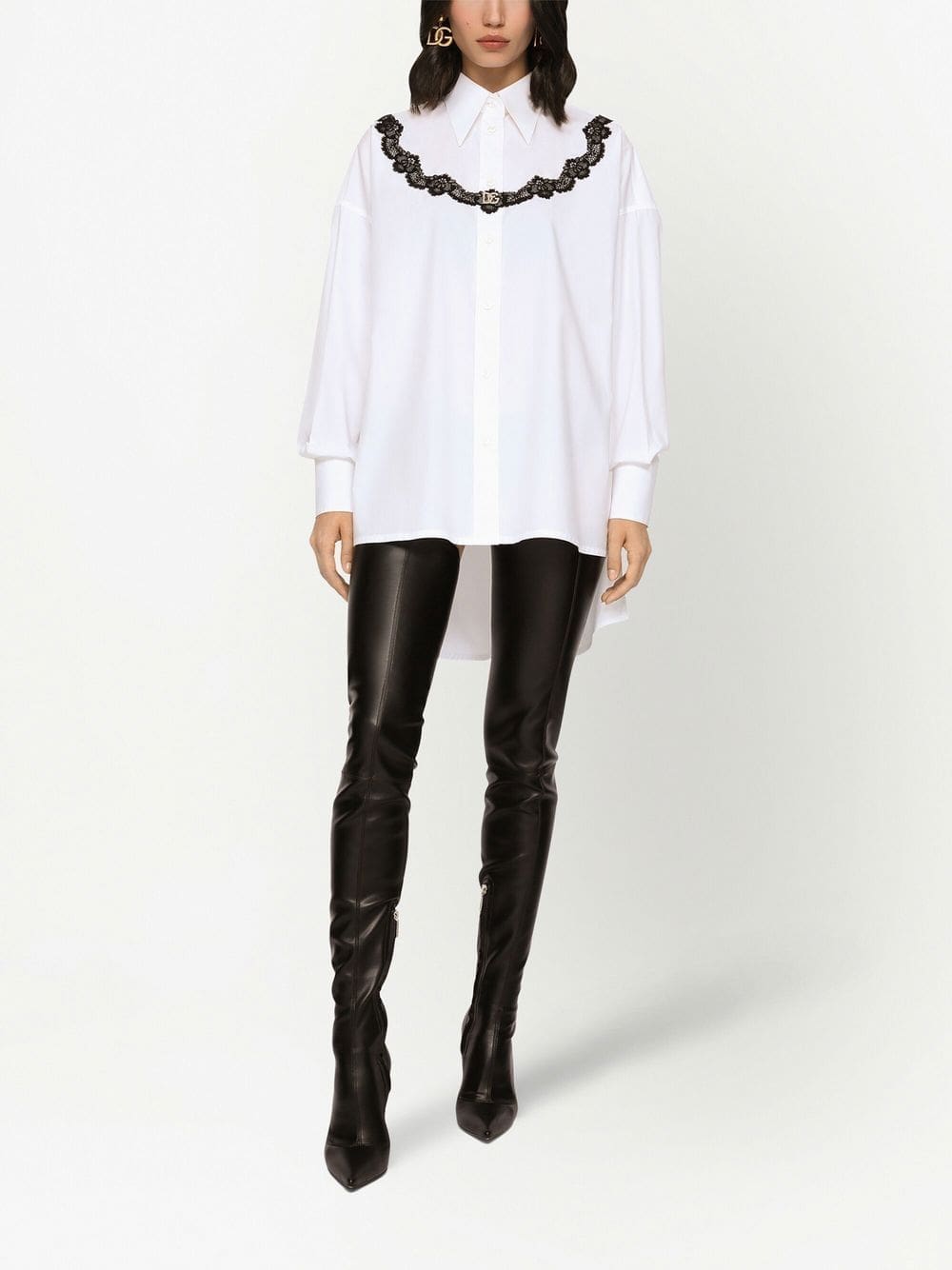 Dolce & Gabbana lace-insert poplin shirt - Image 3