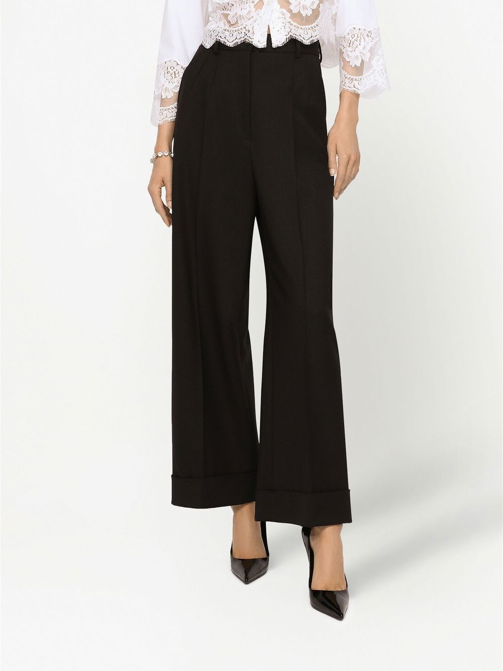 Dolce & Gabbana lace-insert cropped poplin shirt - Image 5