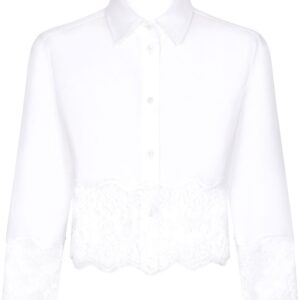 Dolce & Gabbana lace-insert cropped poplin shirt