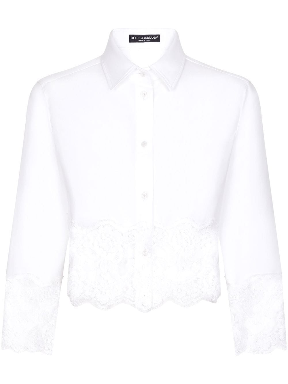 Dolce & Gabbana lace-insert cropped poplin shirt