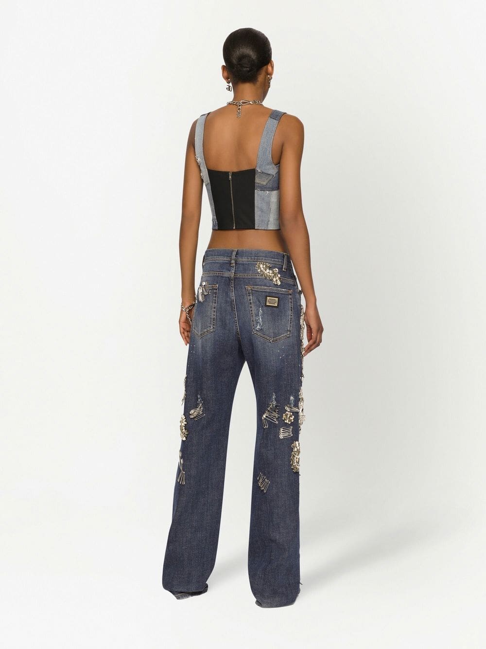 Dolce & Gabbana denim-patchwork vest top - Image 4