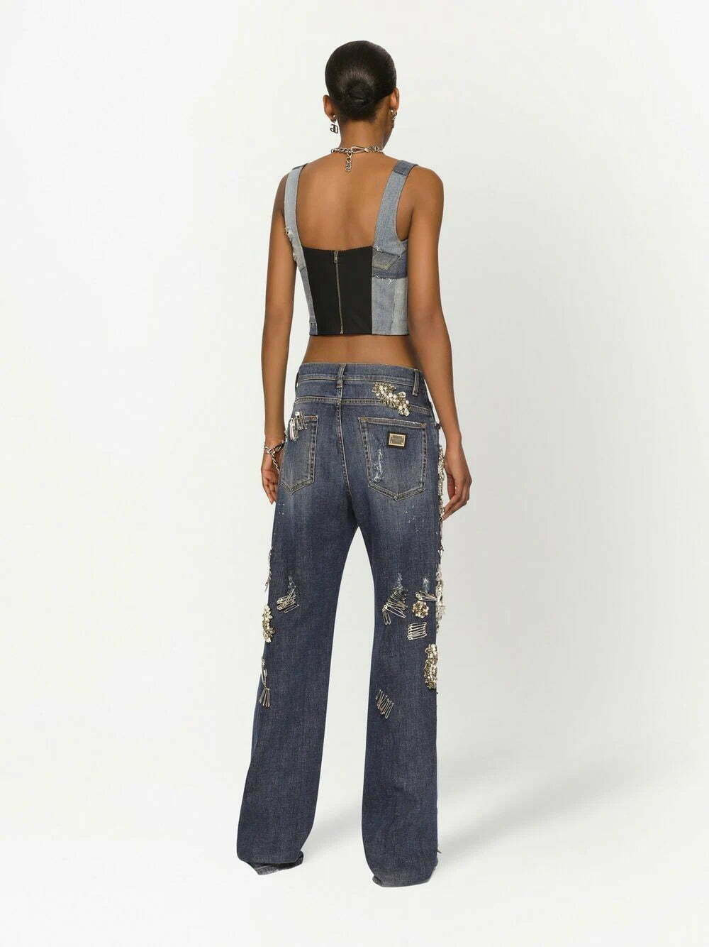 Dolce & Gabbana denim-patchwork vest top - Image 4