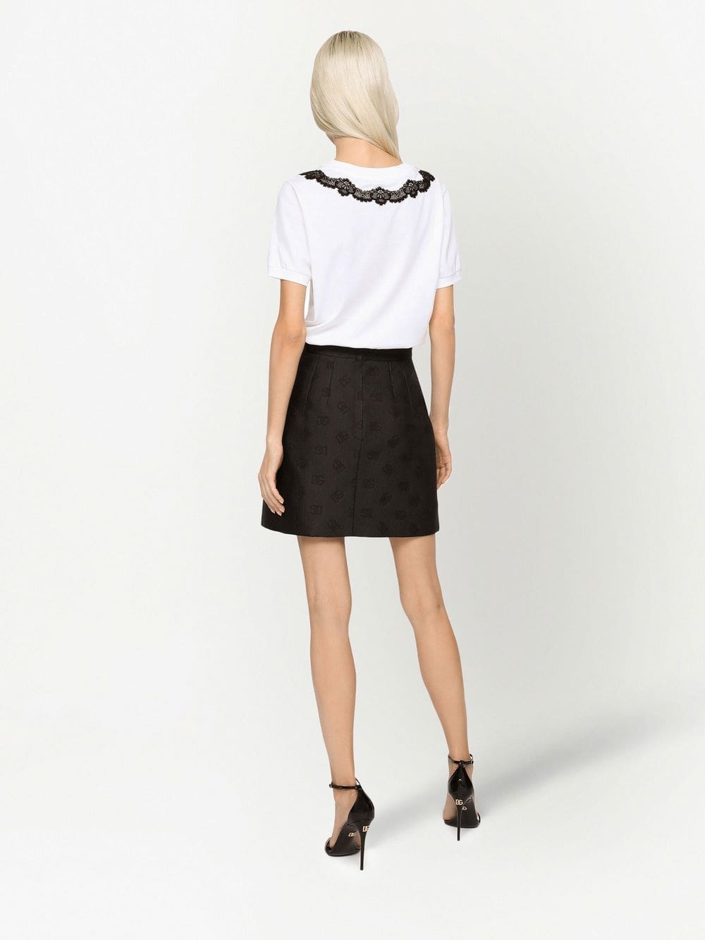 Dolce & Gabbana DG-logo lace-detail T-shirt - Image 4