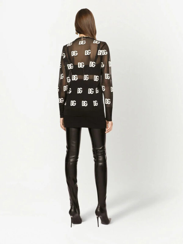 Dolce & Gabbana  logo-print sheer long-sleeved T-shirt - Image 4