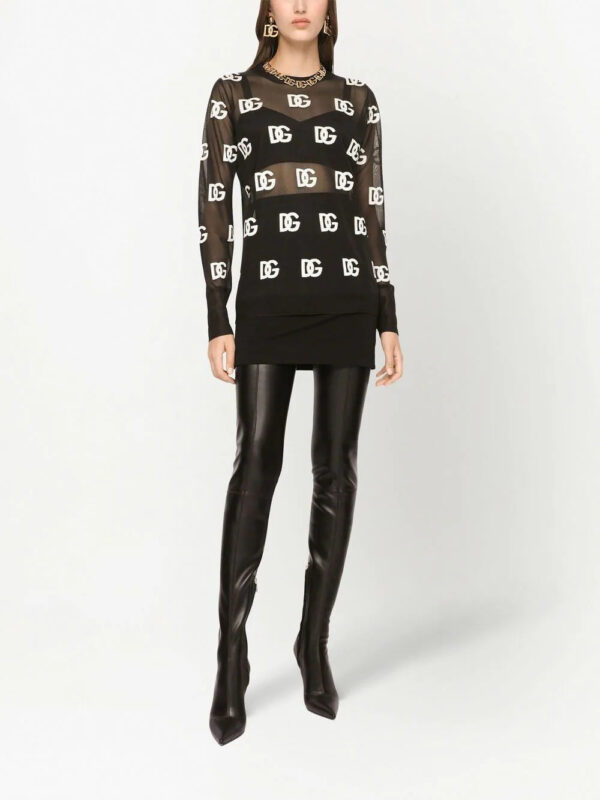 Dolce & Gabbana  logo-print sheer long-sleeved T-shirt - Image 3