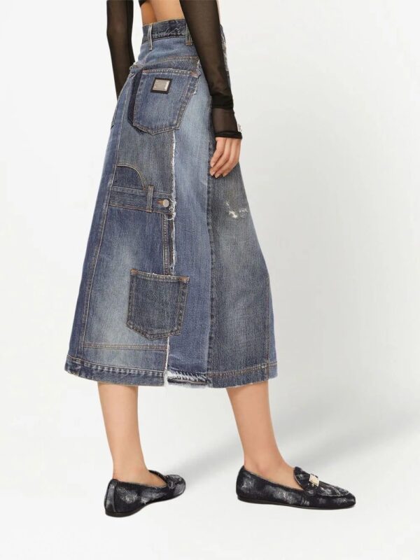 Dolce & Gabbana  denim-patchwork midi skirt - Image 4