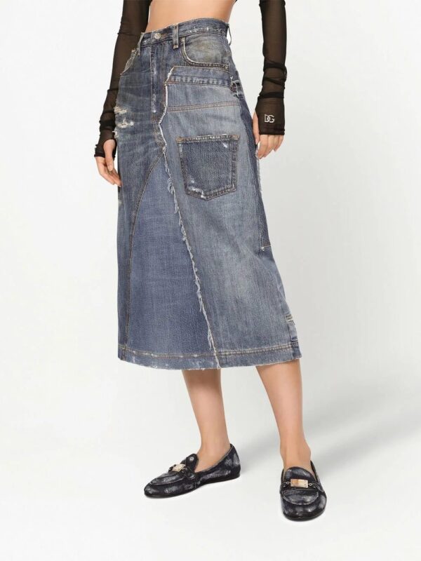 Dolce & Gabbana  denim-patchwork midi skirt - Image 3
