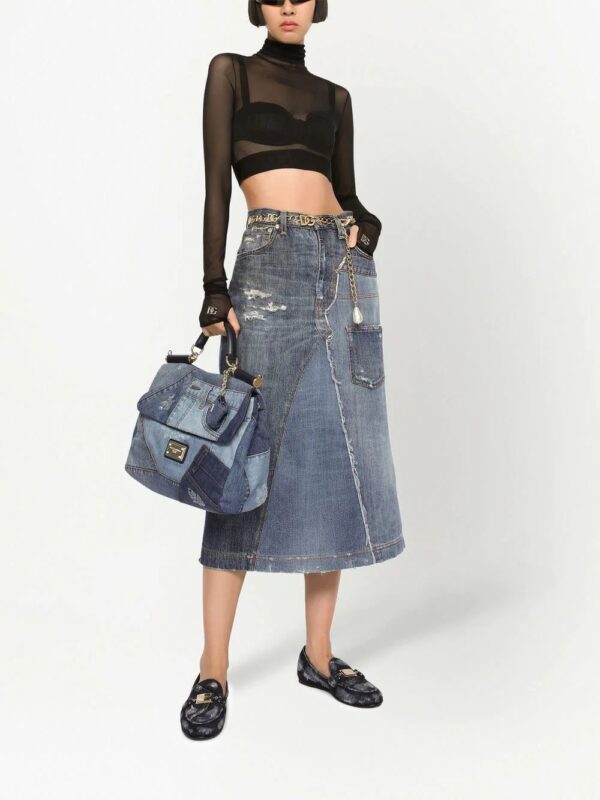 Dolce & Gabbana  denim-patchwork midi skirt - Image 2