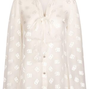 Dolce & Gabbana logo-jacquard semi-sheer blouse