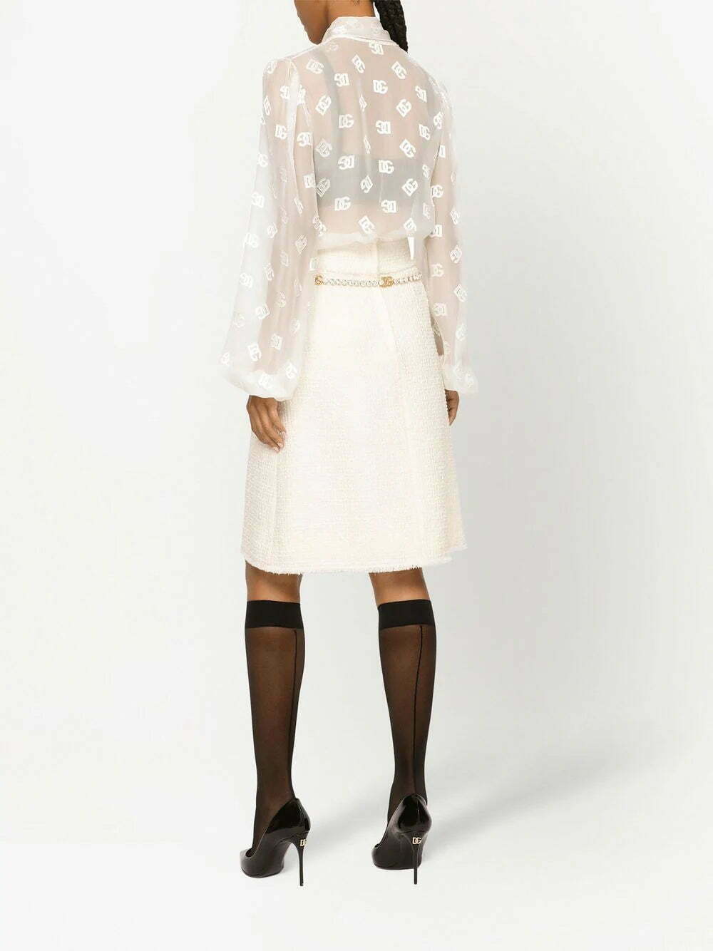 Dolce & Gabbana logo-jacquard semi-sheer blouse - Image 4