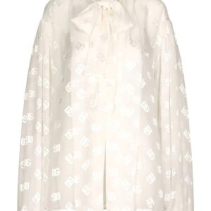 Dolce & Gabbana logo-jacquard pussy-bow collar blouse