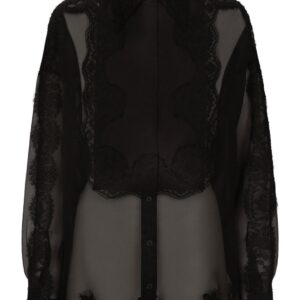 Dolce & Gabbana lace-trim organza tuxedo shirt