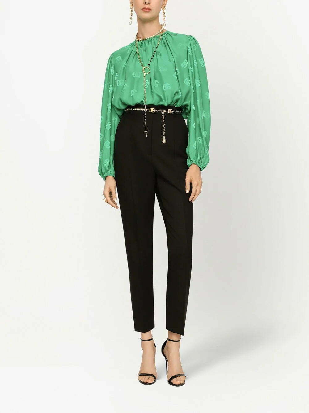 Dolce & Gabbana DG logo-print silk blouse - Image 3