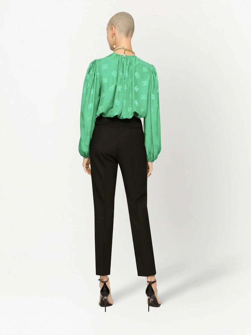 Dolce & Gabbana DG logo-print silk blouse - Image 4