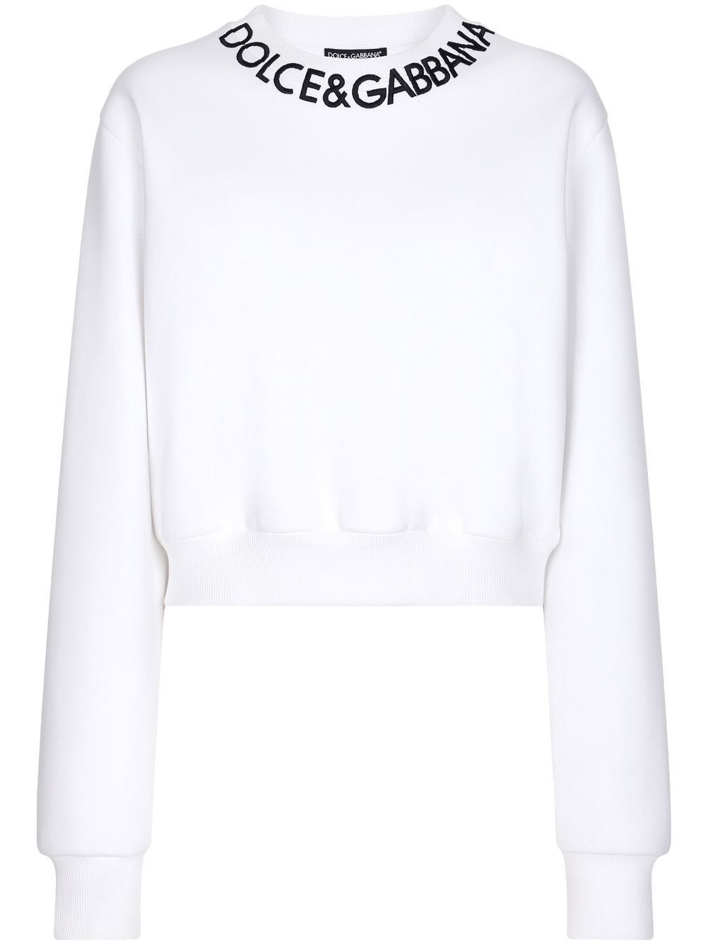 Dolce & Gabbana logo-embroidered cropped sweatshirt