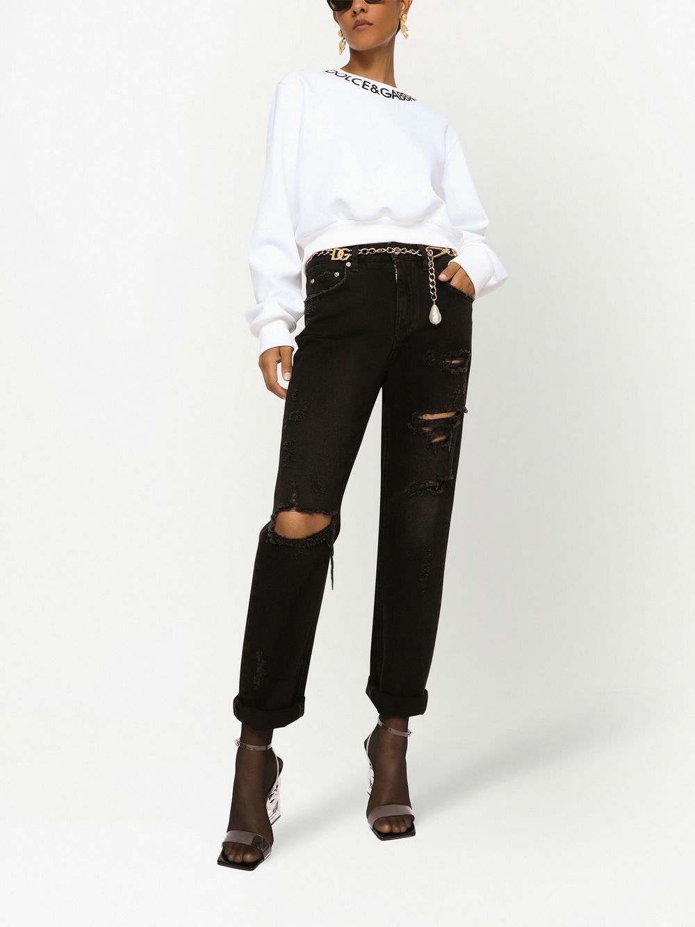 Dolce & Gabbana logo-embroidered cropped sweatshirt - Image 2