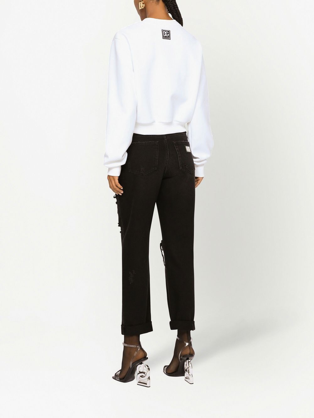 Dolce & Gabbana logo-embroidered cropped sweatshirt - Image 4