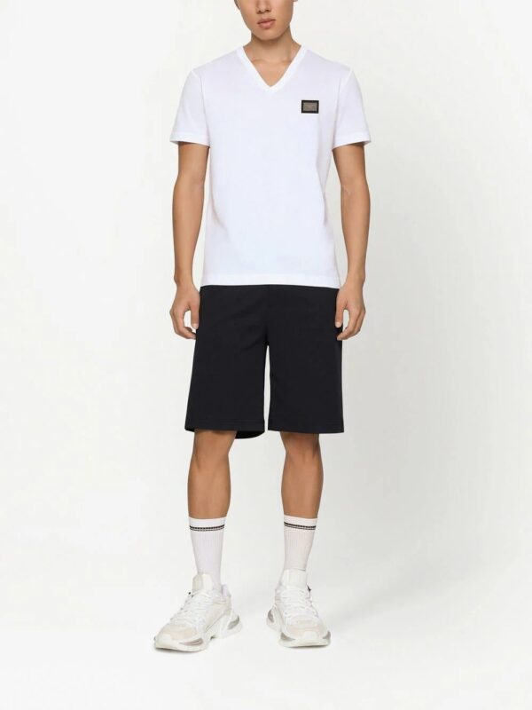 Dolce & Gabbana  logo-tag V-neck T-shirt - Image 3