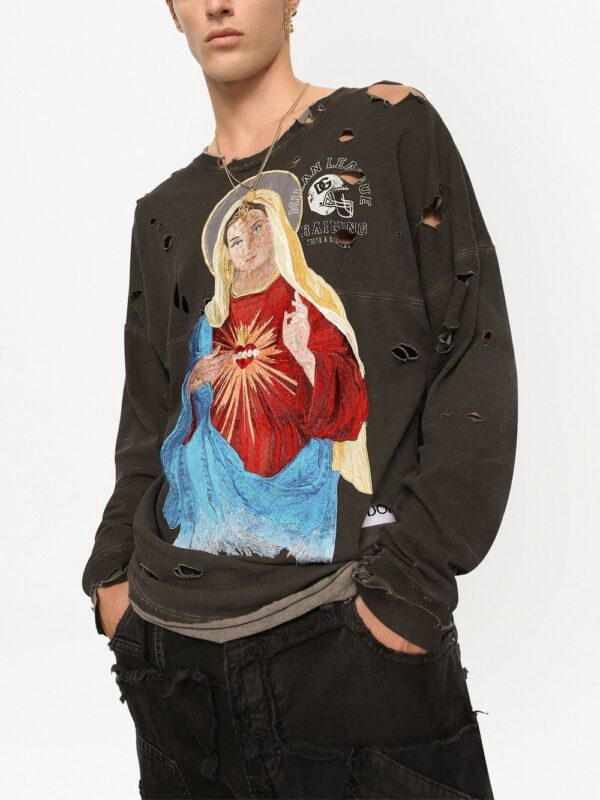 Dolce & Gabbana  ripped-detail graphic T-shirt - Image 4
