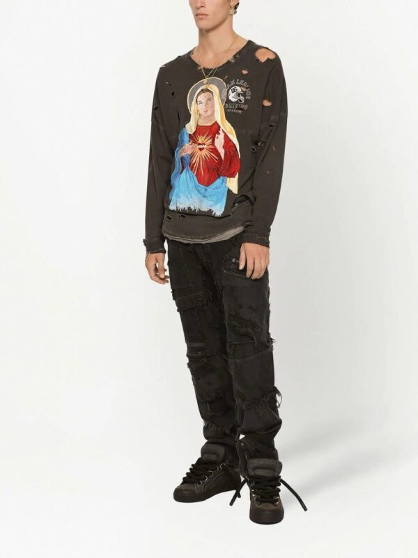 Dolce & Gabbana  ripped-detail graphic T-shirt - Image 2