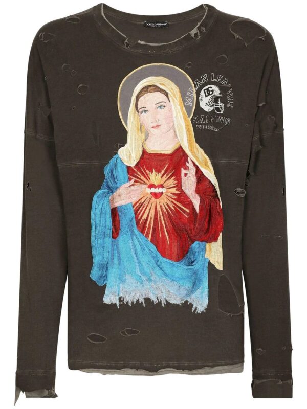 Dolce & Gabbana  ripped-detail graphic T-shirt