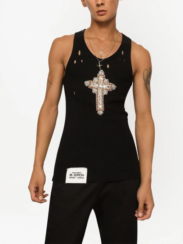 Dolce & Gabbana  crystal-embellished cotton tank - Image 4