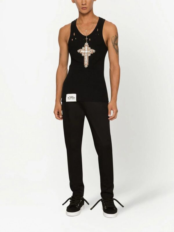 Dolce & Gabbana  crystal-embellished cotton tank - Image 2