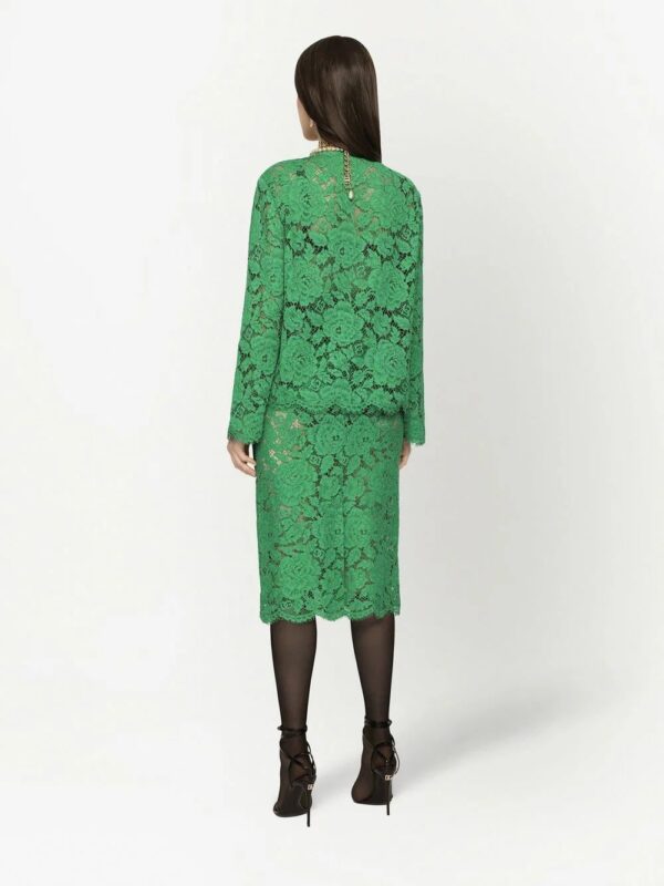 Dolce & Gabbana  floral-lace high-waisted midi skirt - Image 4