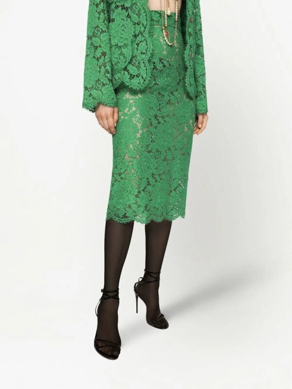 Dolce & Gabbana  floral-lace high-waisted midi skirt - Image 3