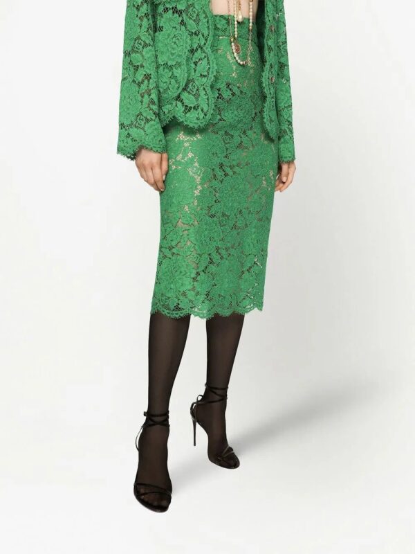 Dolce & Gabbana  floral-lace high-waisted midi skirt - Image 3