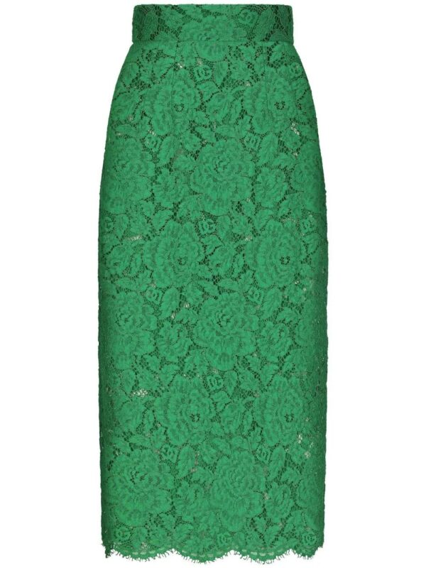 Dolce & Gabbana  floral-lace high-waisted midi skirt