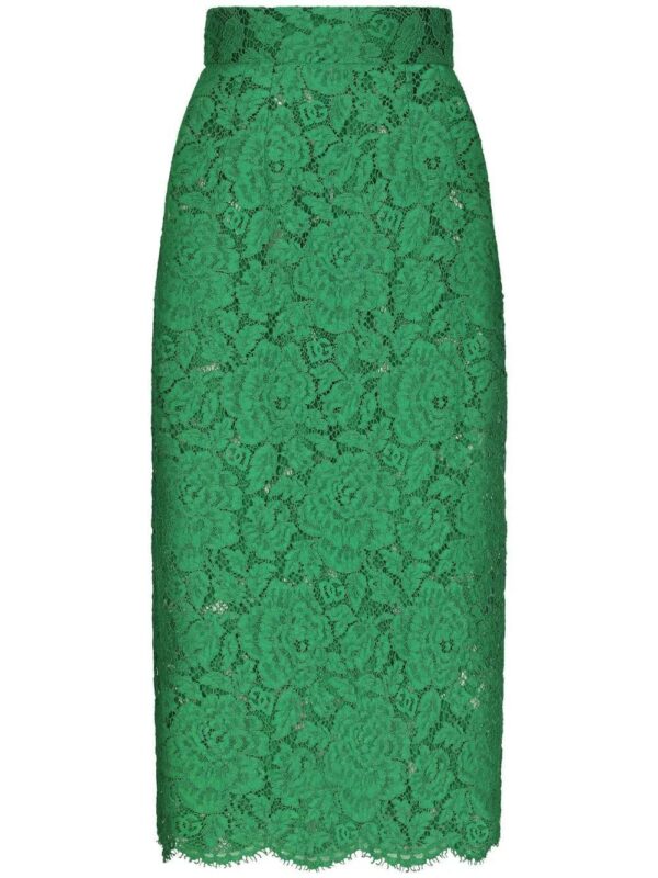 Dolce & Gabbana  floral-lace high-waisted midi skirt