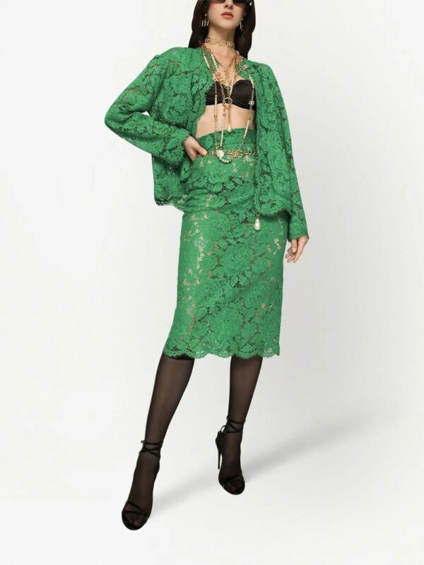 Dolce & Gabbana  floral-lace high-waisted midi skirt - Image 2