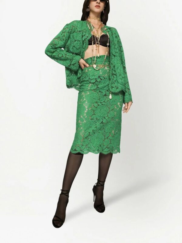 Dolce & Gabbana  floral-lace high-waisted midi skirt - Image 2