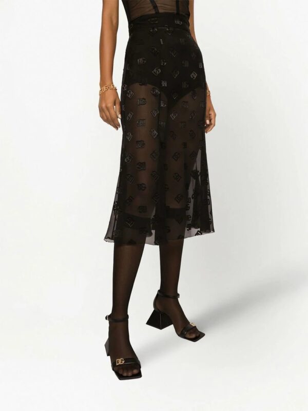 Dolce & Gabbana  logo-embroidered sheer midi skirt - Image 3