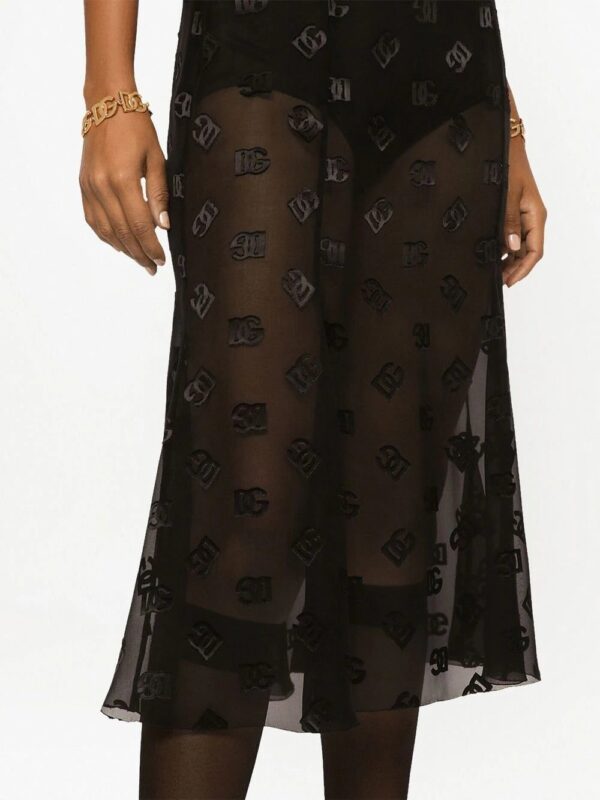 Dolce & Gabbana  logo-embroidered sheer midi skirt - Image 4
