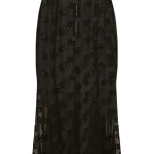Dolce & Gabbana  logo-embroidered sheer midi skirt
