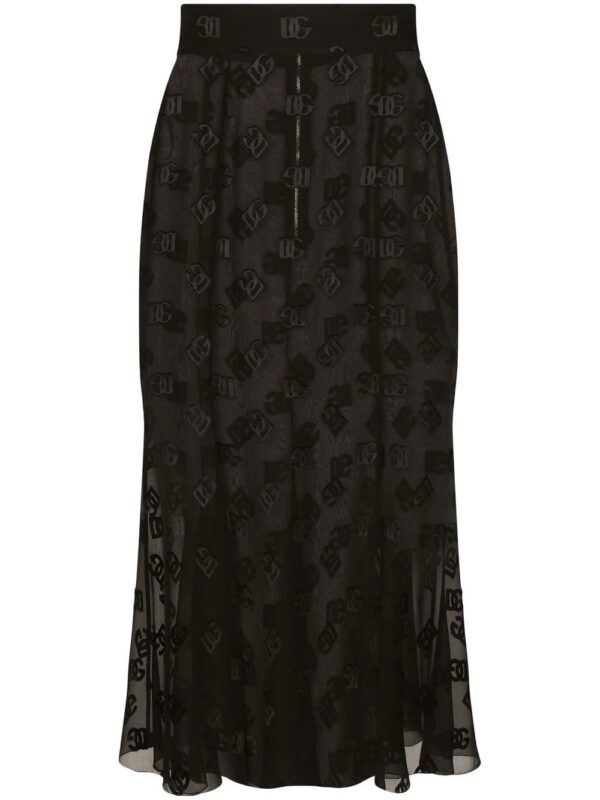 Dolce & Gabbana  logo-embroidered sheer midi skirt