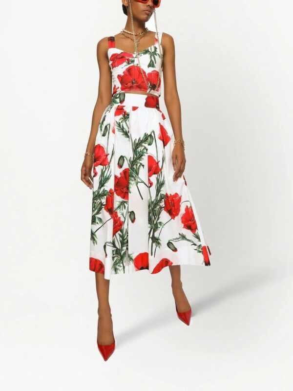 Dolce & Gabbana  poppy-print high-waisted skirt - Image 2