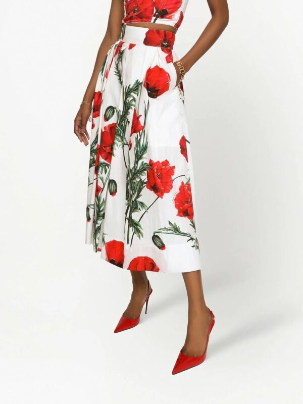 Dolce & Gabbana  poppy-print high-waisted skirt - Image 3