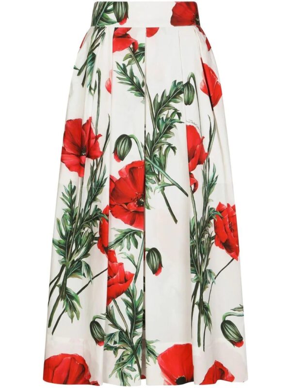 Dolce & Gabbana  poppy-print high-waisted skirt