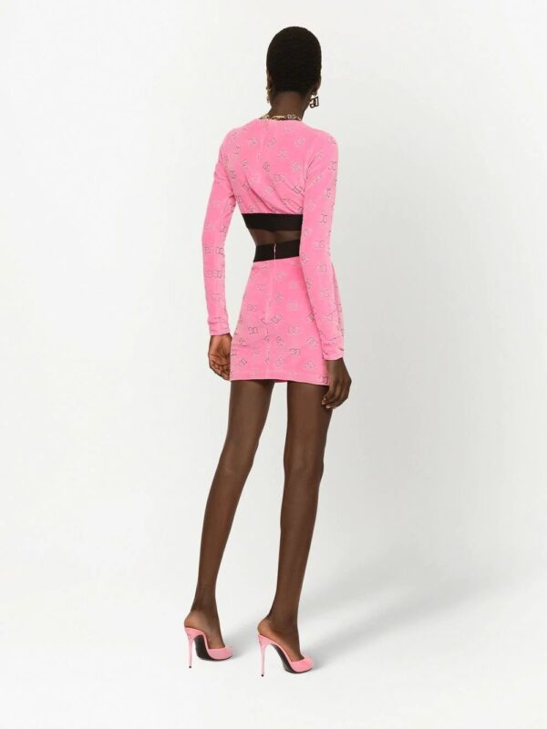 Dolce & Gabbana  logo-pattern velvet mini skirt - Image 4