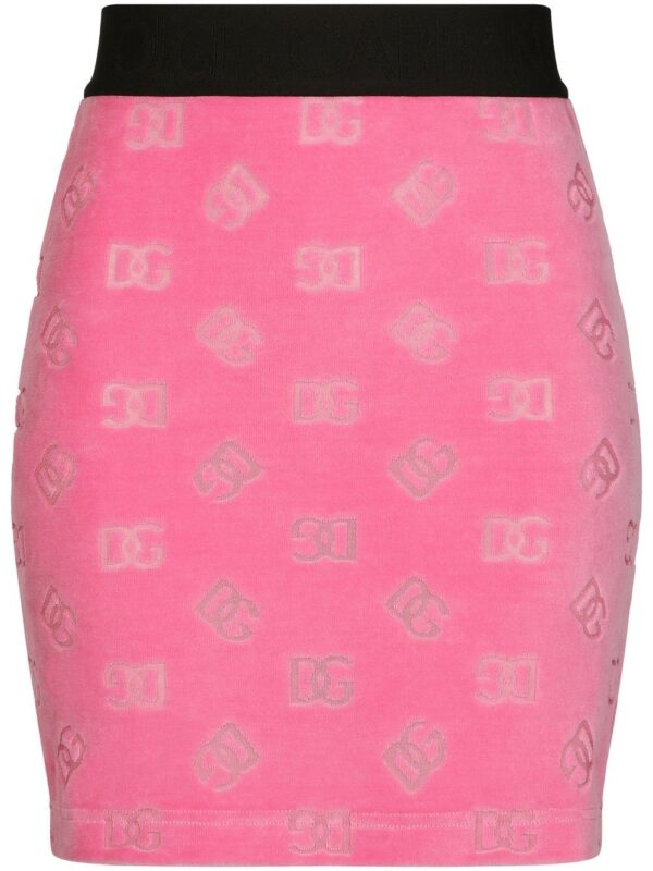 Dolce & Gabbana  logo-pattern velvet mini skirt