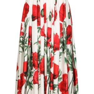 Dolce & Gabbana  poppy-print high-waisted skirt